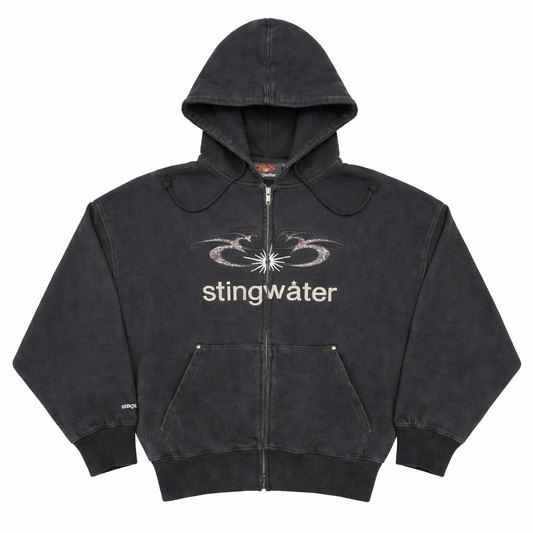 Moses Snake Zip Up Hoodie - Faded Black