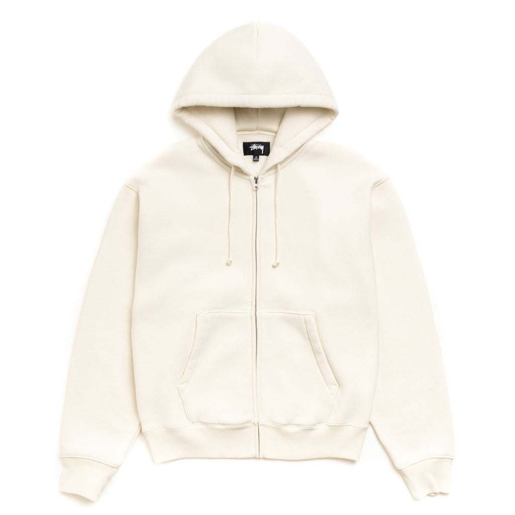 Cursive Applique Zip Hood - Natural