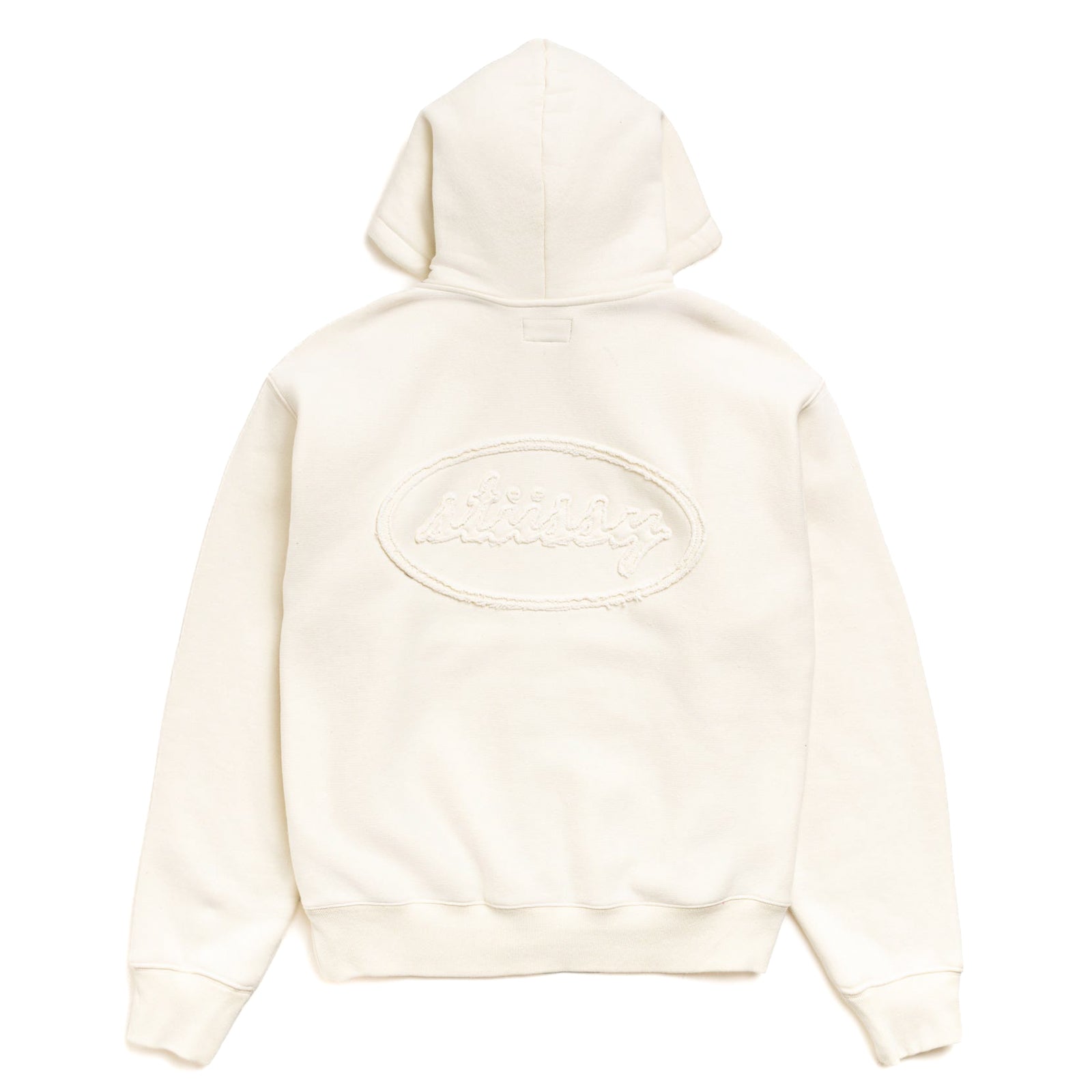 Cursive Applique Zip Hood - Natural