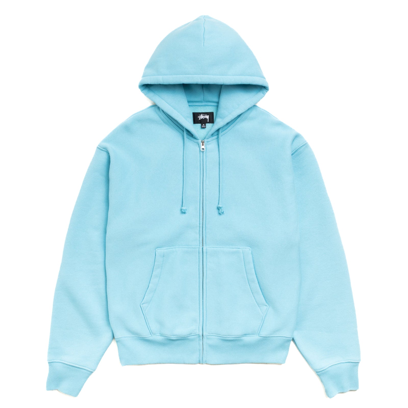 Cursive Applique Zip Hood - Aqua
