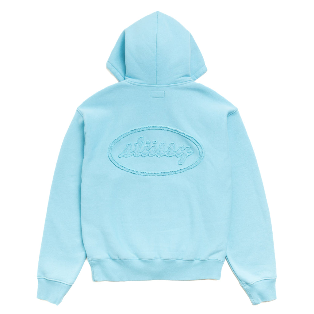 Cursive Applique Zip Hood - Aqua
