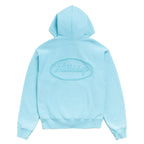 Cursive Applique Zip Hood - Aqua