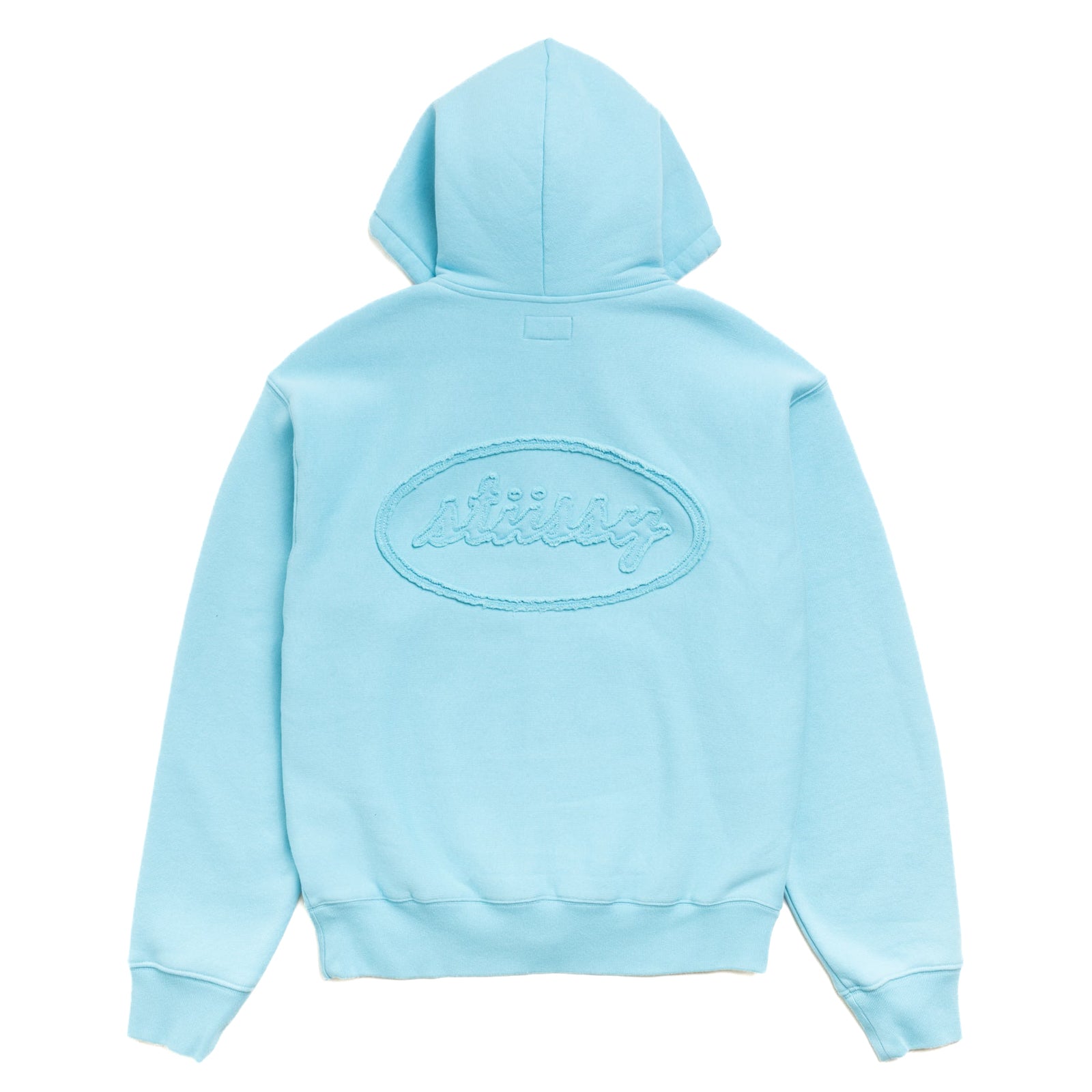 Cursive Applique Zip Hood - Aqua