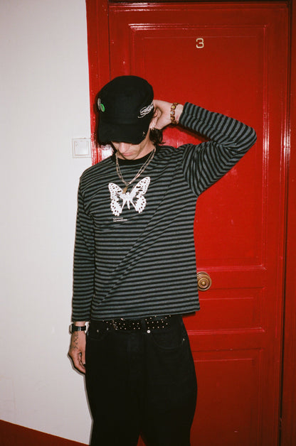 Butterfly Stripes Long Sleeve - Black / Grey