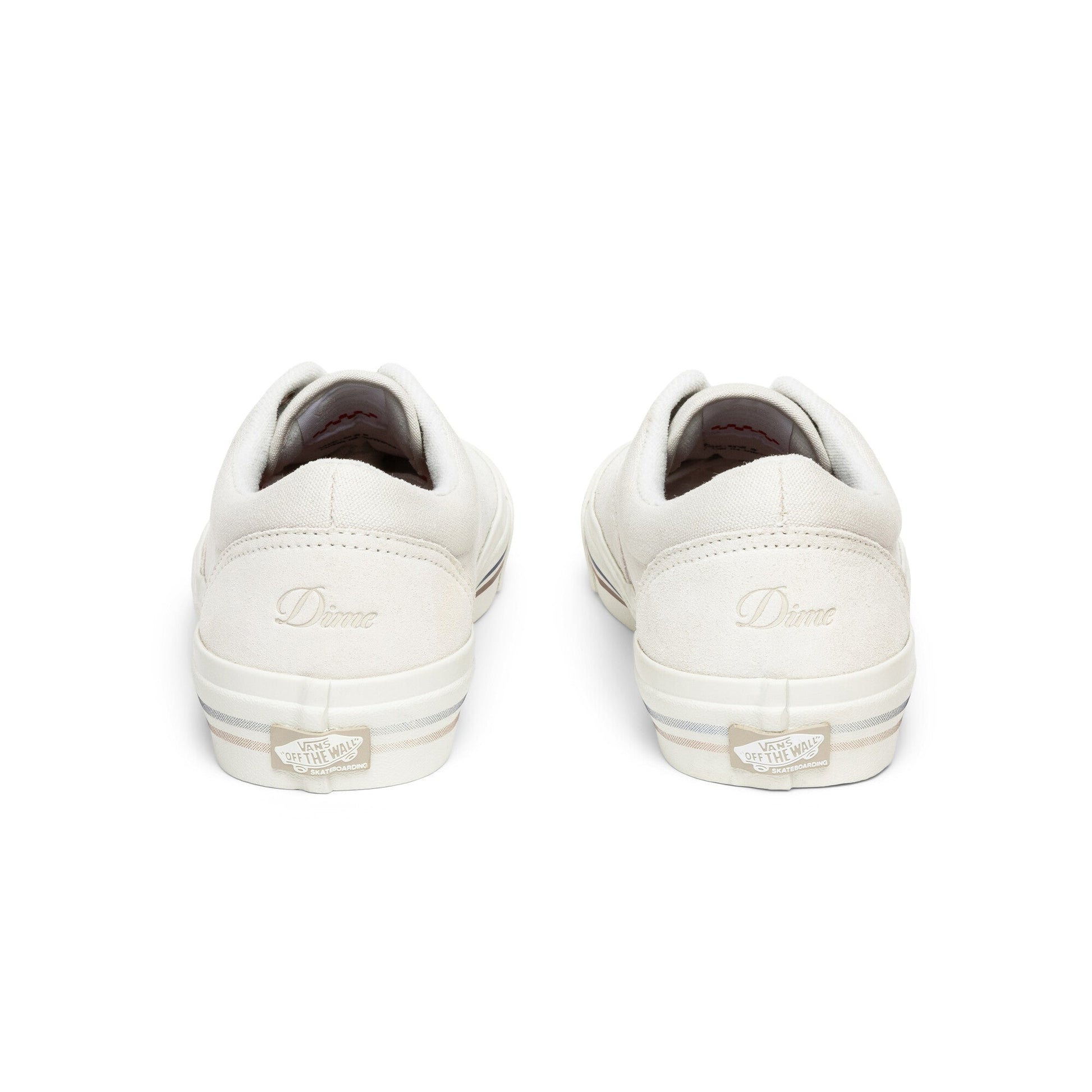 White sneakers with a brand logo on a white background