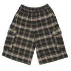 Yardsale Shoreline plaid shorts brown front view – UK skateboarding cargo shorts