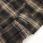 Close-up of side cargo pocket on Yardsale Shoreline plaid shorts brown
