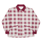 Plaid shirt with red and white pattern on a white background
