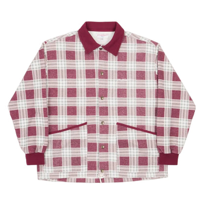 Plaid shirt with red and white pattern on a white background