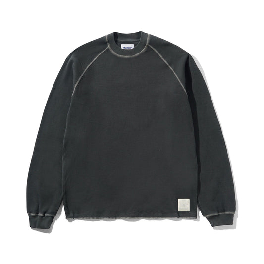 Waffle L/S Top - Washed Black