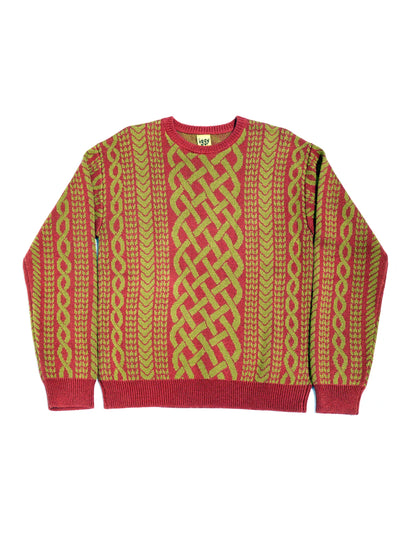Drawn Cable Knit Jacquard Sweater - Honey